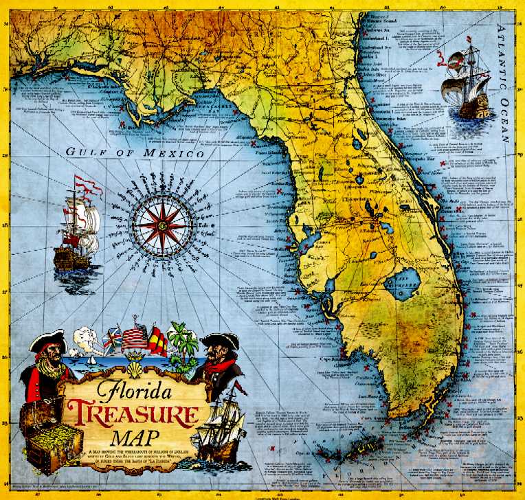 Treasure map, Florida, Gulf of Mexico