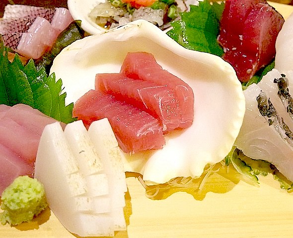 Sashimi fish dish, traditional Japanese seafood platter